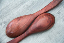 Load image into Gallery viewer, Set of 3 wooden spoons handmade from acacia wood in brown
