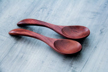 Load image into Gallery viewer, Set of 3 wooden spoons handmade from acacia wood in brown
