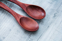 Load image into Gallery viewer, Set of 3 wooden spoons handmade from acacia wood in brown
