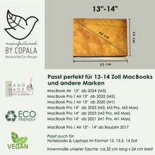 Load image into Gallery viewer, Laptop sleeve 13&quot; - 14&quot; inch made from recycled leaves in yellow
